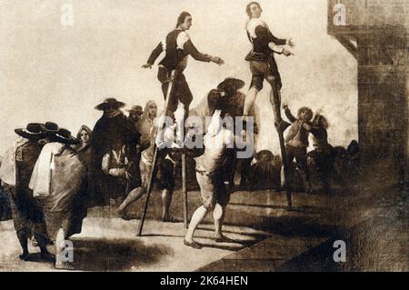 Francisco de Goya y Lucientes - Los Zancos (Stelzen) (1791-1792) - Original im Museo Nacional del Prado. Stockfoto