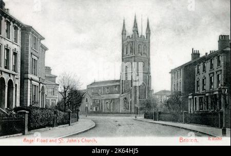 Angel Road und St. John's Church, Brixton, Süd-London. Stockfoto