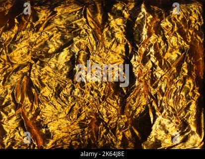 Grunge Overlay zerkleinerte Folie Textur goldenen Film Stockfoto