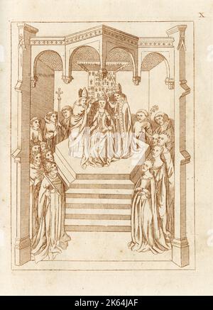 Die Krönung von Joan von Navarra, auch bekannt als Joanna, Herzogin der Bretagne und Tochter von König Karl II. Von Navarra, nach ihrer Hochzeit mit König Heinrich IV. Von England im Februar 1403. Stockfoto