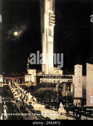 South Cascade und Tait Tower bei Nacht Stockfoto