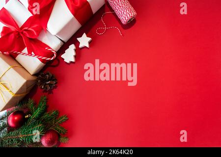 weihnachten Hintergrund Grußkarte Geschenk Dekor rot Stockfoto