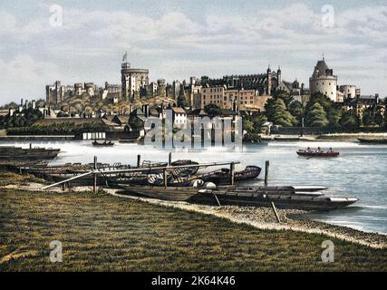 Schloss Windsor von den Brocas aus gesehen. Stockfoto