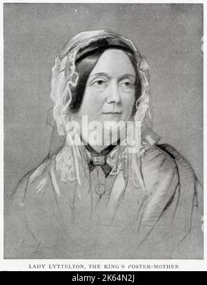 Sarah, Baroness Lytellton (1787 - 1870), Hofdame von Königin Victoria und sehr beliebte Gouvernante für die Kinder der Königin, einschließlich des zukünftigen Königs Edward VII, der sie liebevoll „Laddle“ nannte. Geboren Sarah Spencer in Althorp, Northamptonshire, war sie die Tochter von George Spencer, 2. Earl Spencer. Sie verließ den Dienst von Königin Victoria im Jahr 1850 nach dem Tod ihrer Tochter bei der Geburt, um sich um ihre verwaisten Enkel zu kümmern. Stockfoto