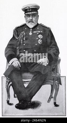 König Edward VII (1841 - 1910), 1909 im Grand Studio in Malta fotografiert. Der Bruder des Königs, der Herzog von Connaught, dachte offenbar, dies sei das beste Abbild des Königs, den er je gesehen hatte. Stockfoto