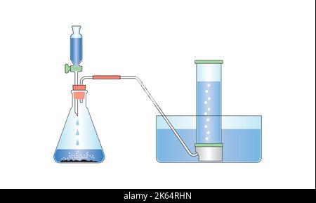 Wissenschaftliche Planung der Aufbereitung von Sauerstoffgas. Bunte Symbole. Vektorgrafik. Stock Vektor
