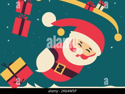 Ein Weihnachtsmann mit einem Cartoon auf blauem Hintergrund Stock Vektor