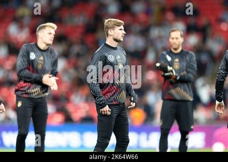 Timo Werner von Deutschland wärmt sich vor dem Spiel der UEFA Nations League zwischen England und Deutschland im Wembley Stadium, London, am Montag, 26.. September 2022 auf. (Kredit: Pat Scaasi | MI Nachrichten) Kredit: MI Nachrichten & Sport /Alamy Live Nachrichten Stockfoto