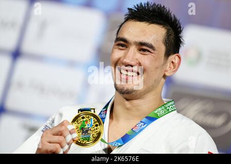 Taschkent, Usbekistan. Kredit: MATSUO. 11. Oktober 2022. Muzaffarbek Turoboyev (UZB) Judo : World Judo Championships Taschkent 2022 Männer -100kg Medaillenzeremonie in der Humo Arena in Taschkent, Usbekistan. Kredit: MATSUO .K/AFLO SPORT/Alamy Live Nachrichten Stockfoto