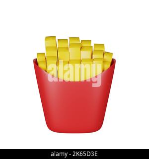 3D Darstellung des Symbols „pommes frites Junk Food“ Stockfoto