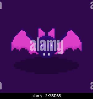 Pixel Art Fledermaus gruseliges halloween Stock Vektor