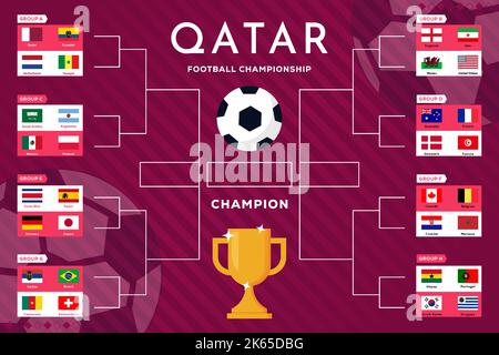 Fußball-WM-Bracket-Illustration in flachem Design Stock Vektor