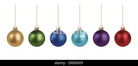 Realistische Weihnachtskugel Vektor Illustration Set isoliert auf Einem weißen Hintergrund. Stock Vektor