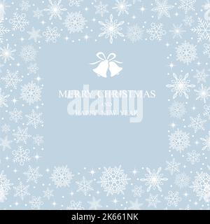 Happy Holidays Vector Square Frame Illustration Mit Abstraktem Schneeflocken-Muster Und Text Space. Stock Vektor