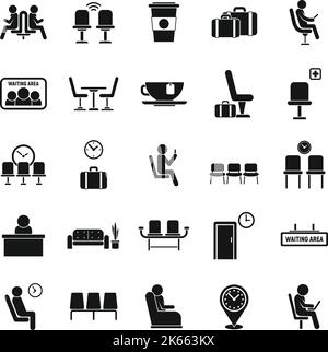 Symbole für Wartebereiche setzen einen einfachen Vektor. Wartezimmer. Sitzplatz im Bereich Stock Vektor