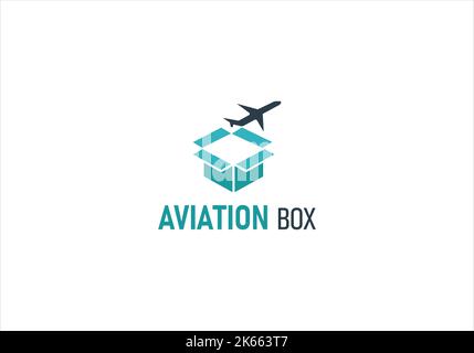 Box mit Vektorlogo zur Flugzeugdarstellung Stock Vektor