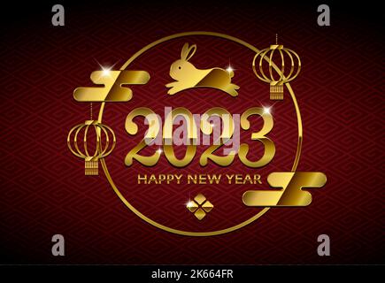 2023 Chinesische Neujahrssansage Illustration Stock Vektor