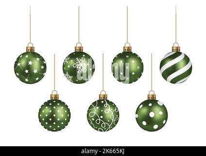 Realistische Weihnachtskugel Vektor Illustration Set isoliert auf Einem weißen Hintergrund. Stock Vektor