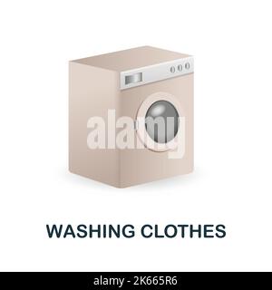 Symbol „Waschkleidung“. 3D Abbildung aus der Reinigungskollektion. Creative Washing Clothes 3D Symbol für Webdesign, Templates, Infografiken und mehr Stock Vektor