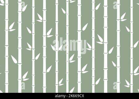 Nahtloses Bambusmuster. Einfacher flacher Bambushintergrund mit Stiel, Ast und Blättern. Naturhintergrund. Abstrakte asiatische Textur. Vektor Stock Vektor
