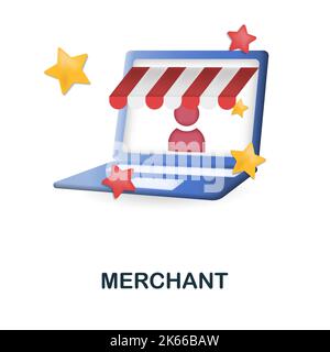 Händler-Symbol. 3D Illustration aus der Affiliate Marketing Kollektion. Creative Merchant 3D-Symbol für Webdesign, Vorlagen, Infografiken und mehr Stock Vektor