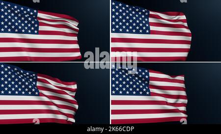 usa Flagge vereinigte Staaten von amerika Symbolsatz von 4 Stockfoto