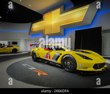 DETROIT, MI/USA - 14. JANUAR: Ein 2014 Chevrolet (Chevy) Corvette C7-R auf der North American International Auto Show (NAIAS). Stockfoto