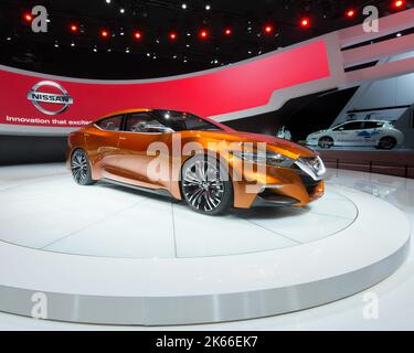 DETROIT, MI/USA - JANUAR 15: Ein Nissan Sports Sedan Konzeptfahrzeug auf der North American International Auto Show (NAIAS). Stockfoto