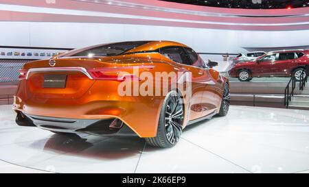 DETROIT, MI/USA - JANUAR 15: Ein Nissan Sports Sedan Konzeptfahrzeug auf der North American International Auto Show (NAIAS). Stockfoto