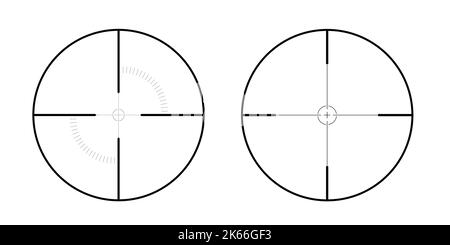 Fadenkreuz von Scharfschützengewehr oder Kreuzhaar von kreisförmiger Form, Fadenkreuz auf weißem Hintergrund - Vektor Stock Vektor