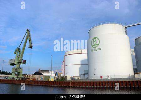 Unitank Tanklager im West Harbour Berlin, Deutschland, Berlin Stockfoto