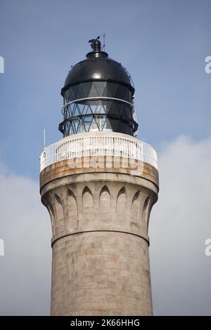 Halbinsel Ardamurchan, Schottland. Nahaufnahme Blick dem 1849 entworfen Alan Stevenson Ardnamurchan Leuchtturm. Stockfoto