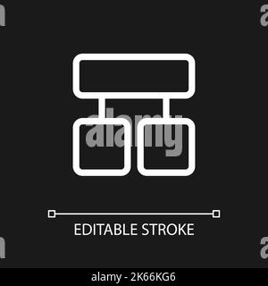 Block Diagramm Pixel perfekte weiße lineare ui-Symbol für dunkles Thema Stock Vektor