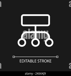 Datenstrukturierung Prozess Pixel perfekte weiße lineare ui-Symbol für dunkles Thema Stock Vektor
