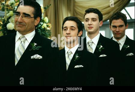 EUGENE LEVY, THOMAS IAN NICHOLAS, Eddie Kaye Thomas, Seann William Scott, amerikanischen Hochzeit, 2003 Stockfoto