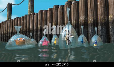 Aufblasen, Pfirsich, Blasen, GILL, DEB, Glucksen, Findet Nemo, 2003 Stockfoto