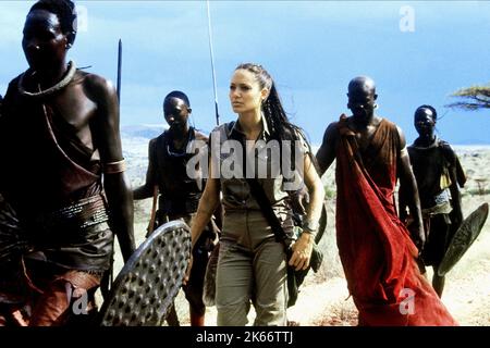 JOLIE, HOUNSOU, LARA CROFT TOMB RAIDER: DIE WIEGE DES LEBENS, 2003 Stockfoto