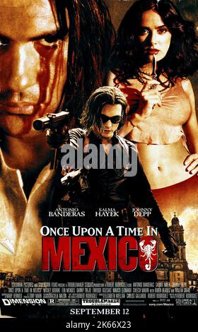ANTONIO BANDERAS, Johnny Depp, Salma Hayek, ONCE UPON A TIME IN MEXICO, 2003 Stockfoto