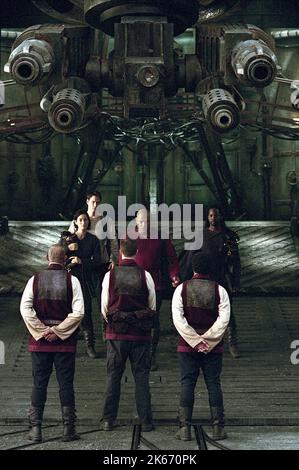 CARRIE-ANNE MOSS, Keanu Reeves, Laurence Fishburne, Harold Perrineau, DIE MATRIX RELOADED, 2003 Stockfoto