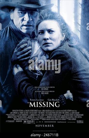 TOMMY LEE JONES, JENNA BOYD, Cate Blanchett POSTER, DIE FEHLENDEN, 2003 Stockfoto