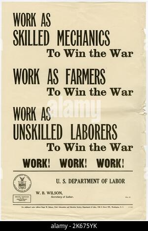 Broadside - „Arbeiten Sie als erfahrene Mechaniker, um den Krieg zu gewinnen“ Stockfoto