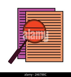 Lupe mit Papier buntes Design. Graphic Source Stock original Vektor Zeichnung. vektor Grafik Design Icons und Symbole für Logo-Design Stock Vektor