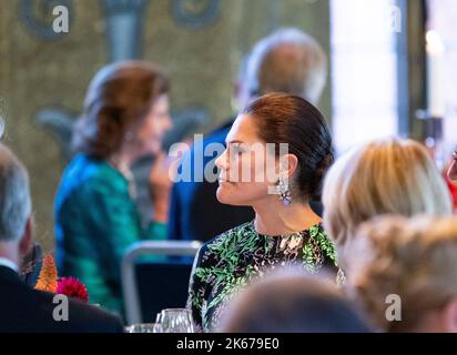 Stockholm, Schweden. 12. Oktober 2022. Kronprinzessin Victoria bei einem Mittagessen im Stockholmer Rathaus. Der niederländische König und die niederländische Königin sind auf einem dreitägigen Staatsbesuch. Stockholm, Schweden, 12. Oktober 2022. Foto: Pontus Lundahl/TT/Code 10050 Quelle: TT Nachrichtenagentur/Alamy Live News Stockfoto