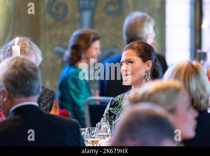 Kronprinzessin Victoria bei einem Mittagessen im Stockholmer Rathaus. Der niederländische König und die niederländische Königin sind auf einem dreitägigen Staatsbesuch. Stockholm, Schweden, 12 Oc Stockfoto