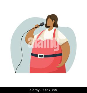 Vektordarstellung eines Sängers mit Mikrofon. Beruf. Flacher Style Stock Vektor