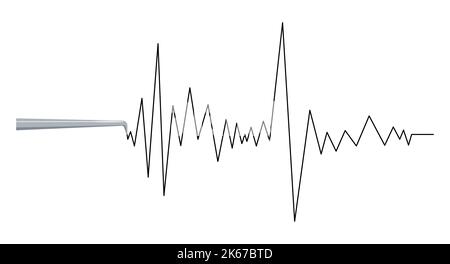 Seismograph Erdbeben oder Polygraph Testwelle mit Nadel. Stock Vektor