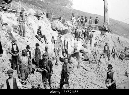 Great Western Railway navvies, in der Nähe von Chipping Sodbury in 1901/2 Stockfoto