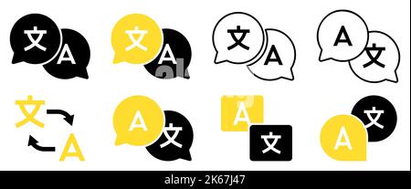 Sprachübersetzung oder Übersetzung von Service-Symbolen. Design für Web- und mobile Apps. Vektor EPS 10 Stock Vektor