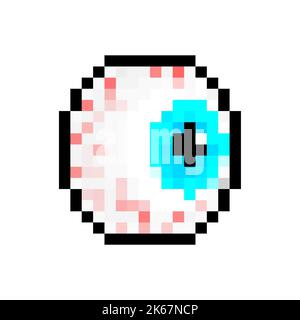 Augäpfel Pixel Art. 8 Bit Rundauge. Verpixelte Vektorgrafik Stock Vektor