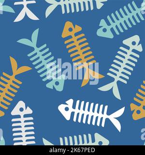 Fisch Skelett Muster nahtlos . Hintergrund für Fischknochen. Struktur aus Babygewebe Stock Vektor